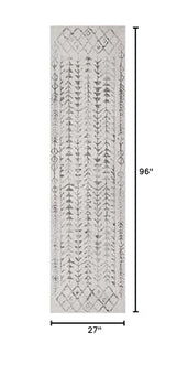 JONATHAN Y Ziri Moroccan Geometric Cream/Gray Runner Rug, 2x8, Bohemian, Scandinavian, Easy-Cleaning for Living Room, Bedroom, Kitchen, Pet Friendly, Non-Shedding (MOH210A-28)
