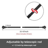 GXOACKJ Curtain Rods for windows 32-48 inch, 5/8 inch Decorative Curtain Rod Set, Matte Black Splicing Heavy Duty Metal Curtain Rod with Brackets