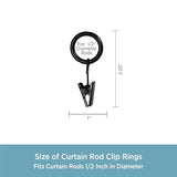 Kenney Petit Window Curtain Clip Rings, 14-Pack, Black