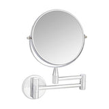 Amazon Basics Wall Mount Round Vanity Mirror with 360° Rotation, Double Sided, 1X/5X Magnification, Adjustable, 12.8"L x 10"W, Chrome