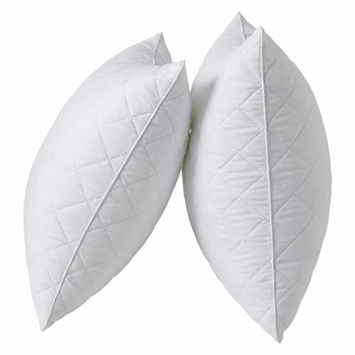 Qeils Quilted 18 x 18 Pillow Inserts Set of 2 White Throw Pillow Inserts with Soft Polyester Cover - Rectangle Square Sofa Quilting Pillow Inserts Decorative Pillow Insert White Couch Pillow