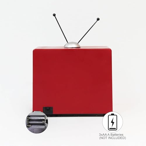 MOMENTS IN TIME 6" H Red Retro TV with Mountain Scene (Animated Train) - LED Lights - 8 Classic Carols Christmas Music - Battery Operated - Hand-Painted Resin Polyresin Injection Plastic