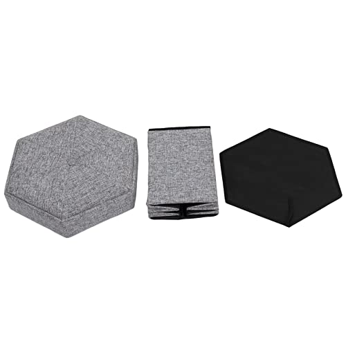 Vintiquewise Small Grey Foldable Hexagon Pouf Ottoman Foot Rest, Soft Ottoman Pouf Foot Stool for Living Room, Bedroom, Office, Storage Ottoman for Couch