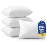 AM AEROMAX 12x20 Memory Foam Throw Pillow Inserts, 4 Pack, Lumbar, White