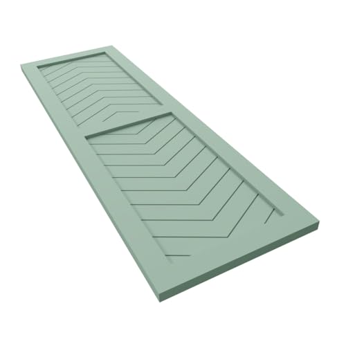 18"W x 25"H True Fit PVC Two Panel Chevron Modern Style Fixed Mount Shutters, Seaglass (Per Pair - Hardware Not Included)