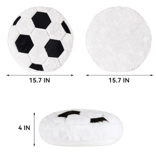 Plush Soccer Pillow, Round Ball Throw Pillow, Football Shaped Decorative Throw Pillow for Kids Room, Sofa, Bed-Soft & Fluffy Birthday Gift for Soccer Enthusiasts 15.7 Inch (40 cm)