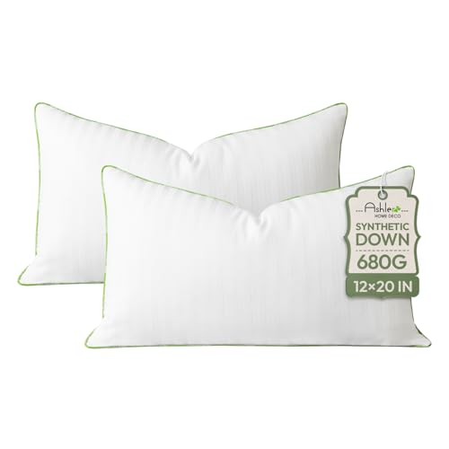 Ashler 12x20 Pillow Inserts, Set of 2, Synthetic Down Lumbar Pillow Inserts