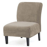 Armless Accent Chair Slipcovers, Thick Velvet Slipper Accent Chair Covers for Living Room/Hotel Oversized Big Chairs, Removable Furniture Protector with Elastic Bottom, Machine Washable (Taupe)