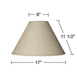 6" Top x 17" Bottom x 11 1/2" High x 11 1/2" Slant Lamp Shade (Pre-Assembled) Replacement Large Beige Brown Empire Round Rustic Farmhouse Western Fine Burlap Fabric Spider Harp Finial - Springcrest