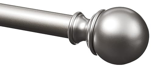 Amazon Basics Sturdy Adjustable Curtain Rod for Windows with Round Finials, Easy Installation, 1-Inch Rod, 36" to 72", Nickel, 1-Pack