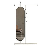 Standing Mirrors Simple Floor-Standing Coat Rack, Bedroom Home Dressing Mirror, rotatable Full-Length Mirror, Clothes Rack(Black,80cm)