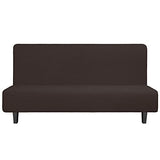 Easy-Going Stretch Futon Slipcover Armless Sofa Cover Furniture Protector Without Armrests Slipcover Soft with Elastic Bottom for Kids, Spandex Jacquard Fabric Small Checks(futon,Chocolate)