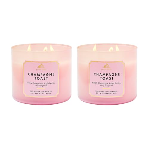 Bath & Body Works Champagne Toast 3-Wick Candle - Scented Candle for At-Home Use - Long-Lasting, Room-Filling Fragrance - High Fragrance Oil Concentration - Soy Wax Blend - 2-Pack
