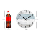 KECYET Wall Clock Silent Non-Ticking Wooden Clocks Battery Operated 12 Inch Small Country Retro Rustic and Beach Style Decorative for Living Room, Kitchen, Home,Bathroom, Bedroom (Blue)