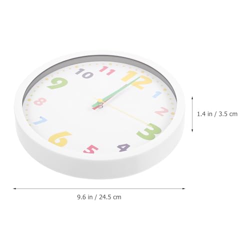 Silent Wall Clock 10-inch Analog Teaching Clock with White Frame for Room and Classroom
