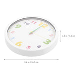 Silent Wall Clock 10-inch Analog Teaching Clock with White Frame for Room and Classroom