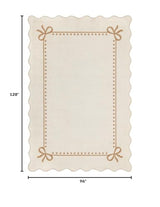 Garvee Scalloped Bow Rug for Living Room Washable Solid Beige 8x10 Area Rug