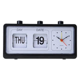 Vintage Retro Alarm Clock, Classic Calendar Desk, Abs Battery Operated Bedside for Home & Office
