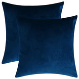 Set of 2 Comfortable Throw Pillow Cover for Bedding, Decorative Accent Cushion Sham Case for Couch Sofa, Soft Solid Velvet with Zipper Hidden - 16"x16", Prussian Blue