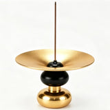 Brass Metal Incense Holder - One - Press Eject for Meditation, Yoga & Home Decor (Golden, Round)