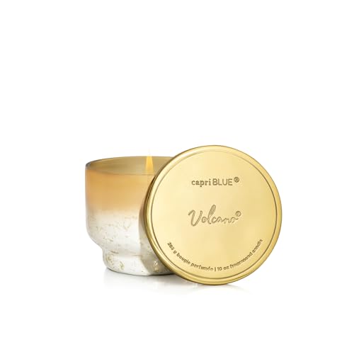 Capri Blue Volcano Scented Candle for Home - Glimmer Inverted Jar Candles - Soy Candles - Holiday Candles with White & Gold Ombre Glass Candle Holder (10 oz)
