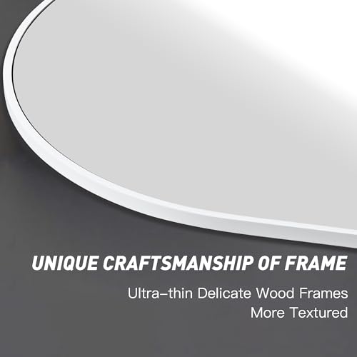 Arched White Bathroom Mirror,24 x 36 Inch Arch Wall Mirror with Wood Frame,Vanity Modern Tempered Glass Mirror for Bedroom,Entryway,Living Room