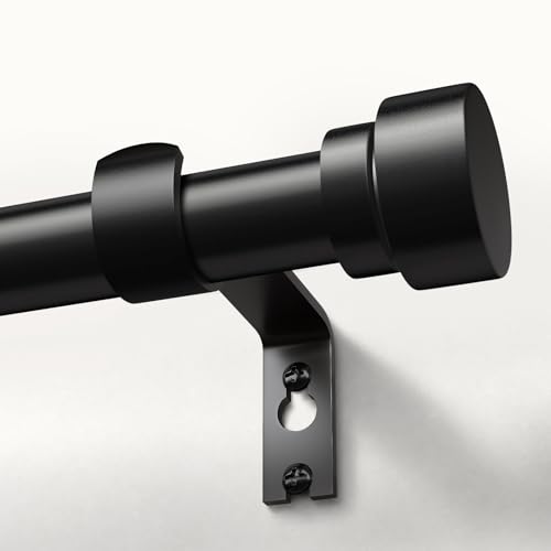 Oneach Black Curtain Rods for Windows 66 to 120 Inch, 1 Inch Pole Adjustable Length Heavy Duty Metal Curtain Rod Set, for Outdoor Bedroom Kitchen Living Room, Decorative Drapery Rods with Finials