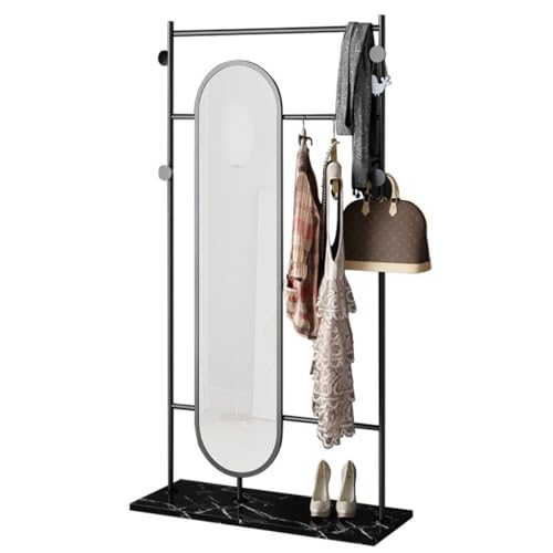 Full-Length Mirror Multifunctional Floor-Standing Coat Rack Full-Length Mirror Combination Bedroom Fitting Mirror Dressing Mirror Full Length Floor Mirror (Black 85cm)