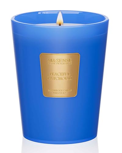 M&SENSE Peaceful Patchouli Soy Candle, 14.1oz, Meditation Home Fragrance