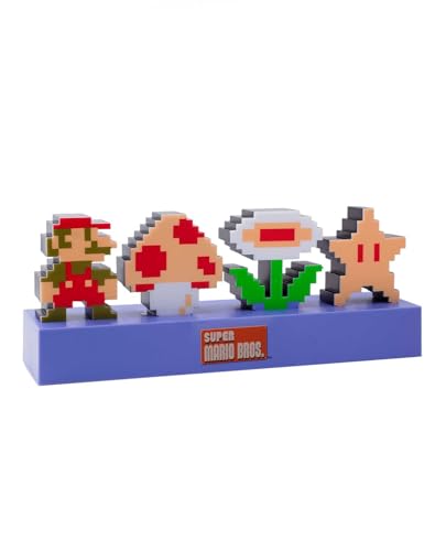 Paladone Super Mario Bros Icons Light, Sound Reactive Mode, Decorative Light Up Super Mario Figure Bedroom Accessories & Decor