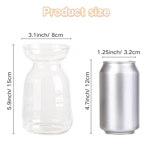 Gute Glass Vases for Decor, Modern Decorative Flower Vase Centerpieces Table Home Indoor Desk Decor Living Room, Kitchen, Office Wedding or Housewarming Gifts (Clear)
