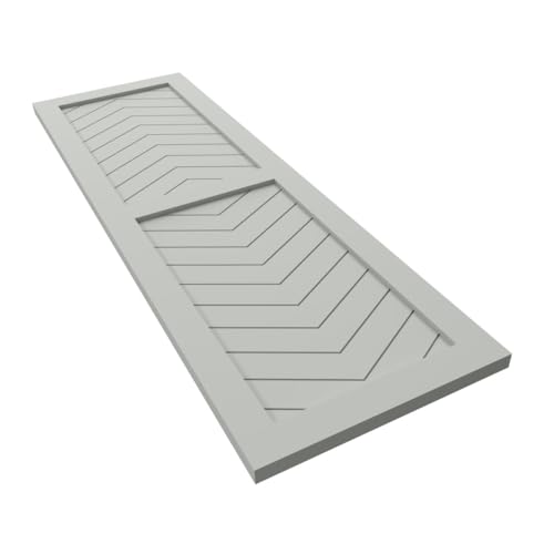 18"W x 49"H True Fit PVC Two Panel Chevron Modern Style Fixed Mount Shutters, Hailstorm Gray (Per Pair - Hardware Not Included)