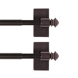 H.VERSAILTEX 2 PACK Magnetic Curtain Rods for Metal Doors Multi-Use Rods for Small Windows Cafe Sidelight and Iron Steel Places, Tool Free with Square Finials (Adjust from 16 to 28 Inch, Cocoa)