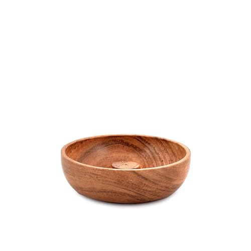 Samhita Acacia Wood Round Incense Stick Holder,Incense Burner, Ash Cather and Aromatherapy Ornament Home Décor (5" x 5" x 1.5")