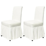 molasofa Chair Covers for Dining Room Set of 2 Stretch Chair Slipcovers with Skirt for Kitchen Seat Protectors Wedding Banquet Decor Kids Pets Spandex Fabric Washable (2pcs, Cream)
