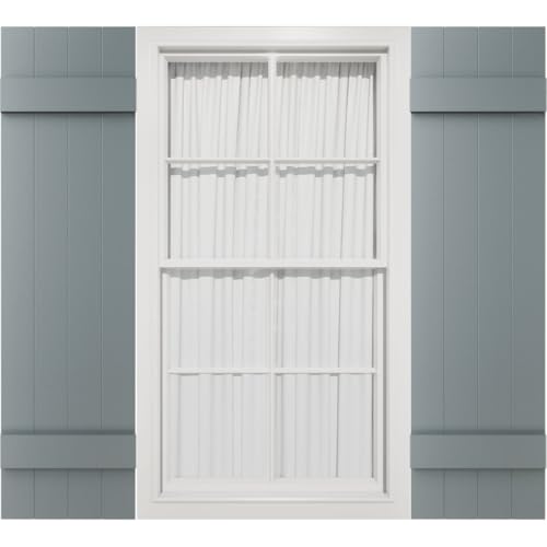 14"W x 37"H Mid-America Vinyl, TailorMade Four Board Joined (2 Batten), Board-n-Batten Shutters, w/Installation Shutter-Lok's (Per Pair), 419 - Storm Cloud