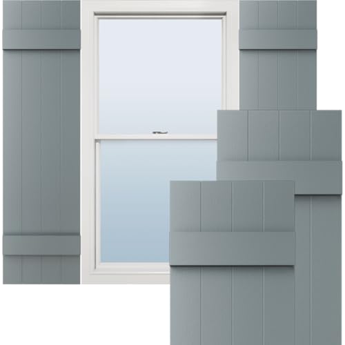 14"W x 29"H Lifetime Vinyl, TailorMade Four Board Joined (2 Batten), Board-n-Batten Shutters, w/Shutter-Loks (Per Pair), Storm Cloud