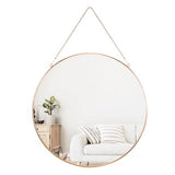 Dahey 11.8-inch Small Hanging Circle Mirror Wall Decor Gold Round Mirror with Hanging Chain for Office Bathroom Bedroom Living Room Dorm College, Gold