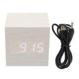 Healifty Wooden Digital Alarm Clock with Dual Led Display and Temperature Compact 2.55 Inch USB Powered Mini Clock for Bedroom and Desk Use