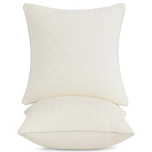 Leeden 18 x 18 Pillow Inserts Set of 2 (White) & 18 x 18 Pillow Inserts Set of 2 (Beige)
