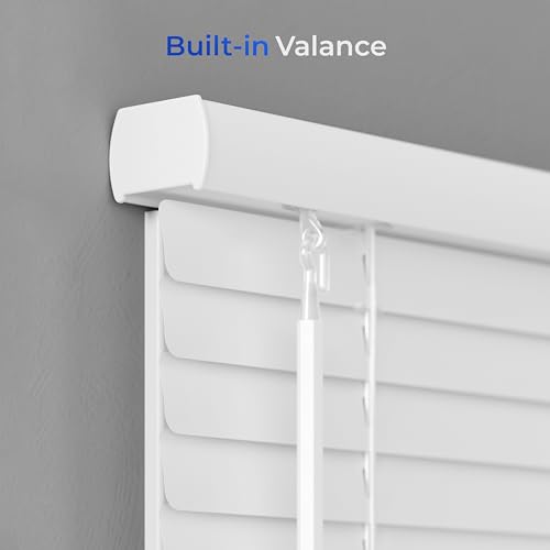 Cordless Aluminum Mini Blind - 34" W x 64" L - White, Premium Duty 1" Metal Slats, Over 400 Custom Sizes Starting at $19.97, Durable, Waterproof Window Shades by Lumino