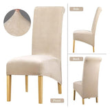 Lellen Stretch XL/Oversized Extra Large Velvet Dining Room Chair Covers for Kitchen Dining，Removable Washable Chair Protectors Slipcovers Large Velvet Dining Chair Covers（Cream，2PCS）