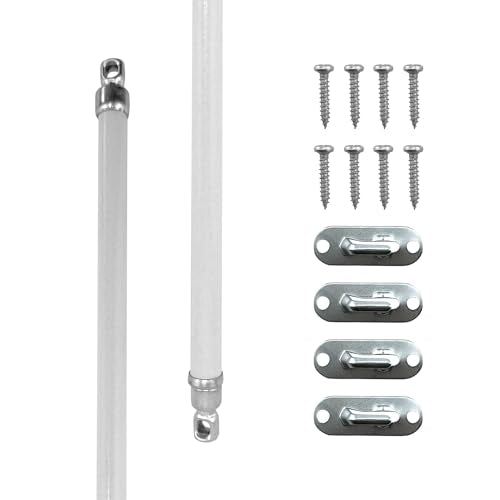 Amazing Drapery Hardware White Swivel Sash Curtain Rods with Nickel Ends, Set of 2 (Hardware Included) - Adjustable Length 21-38 Inches, Easy to Install Metal Rods for Doors, Windows,and Sidelights