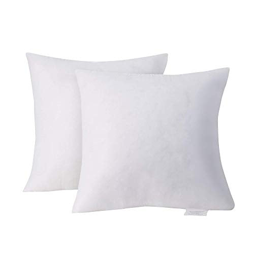 Acanva Decorative Throw Pillow Inserts for Sofa, Bed, Couch and Chair, Square Euro Sham Form Stuffer with Premium Polyester Microfiber, 2 Count (Pack of 1), White