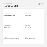 Haven Ridgelight - Dimmable LED Strip Lights - Hammock Camping Accessories - Tent Lights - Outdoor Indoor Light - 78 Inches Long