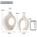 Levvohd Hollow Ceramic Vase Set of 2, Modern Nordic Minimalist Book Style Boho Aesthetic Vases for Home Decor Living Room Shelf Entryway Coffee Centerpiece Table Decorative (Cream White)