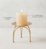 Hosley® Iron Pillar Candle Holders 4 Inch Diameter Tripod Stand Table Centrepiece Perfect for Home Decor, Wedding, Parties, Living Room Pack of 2, Gold