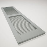 14 1/2"W x 49"H Lifetime Vinyl, TailorMade Cathedral Top Center Mullion, Open Louver Shutters, w/Shutter-Loks (Per Pair), 945 - Platinum