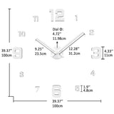 VANGOLD Large Wall Clock DIY Wall Decorations 3D Sticker Frameless Clock for Home Living Room Bedroom Office Decor
