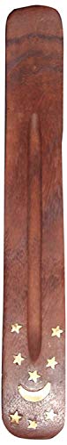 Bless-International Traditional-Handmade-Burner Wooden-Incense-Stick-Holder Ash-Catcher-Stand for-Aromatherapy-Meditation-Yoga (Incense Holder 10 inch(2 pcs))